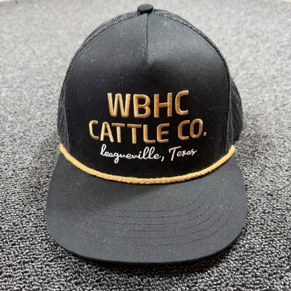 Whiskey Bent WBHC Cattle Co. Leagueville Texas Trucker Hat Snapback Black Gold